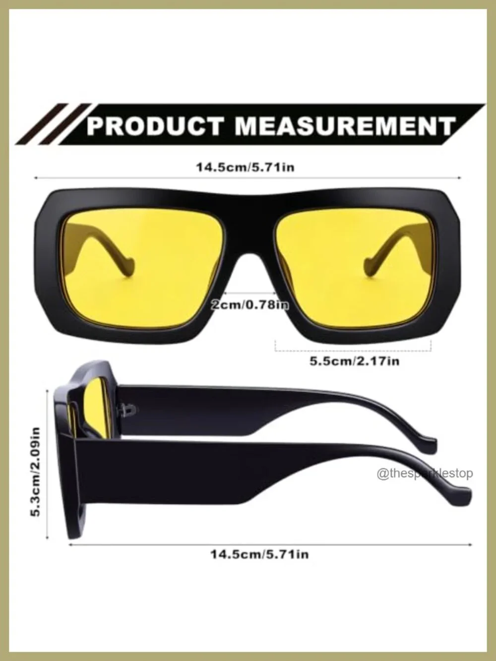 Oversize Square Sunglasses 2 Pack UV400 Protection Retro Style Unisex